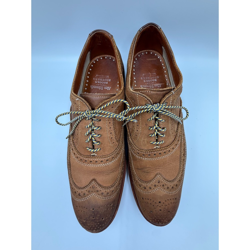 Allen Edmonds Brooks Brothers Mens 9.5 D Wingtip Oxford Leather Shoes Tan
